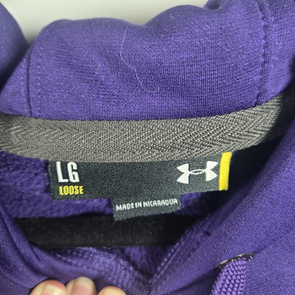 Under Armour Purple Hoodie with James Madison JMU Stitched Lettering - Picture 3 of 4